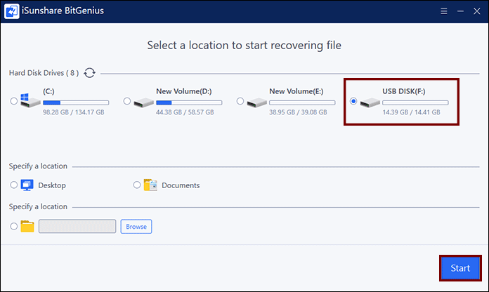 choose the disk drive for scanning