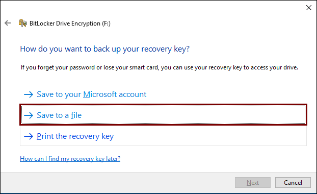 Back up your recovery key