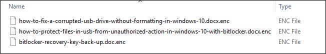 Encrypted file is save as .enc file