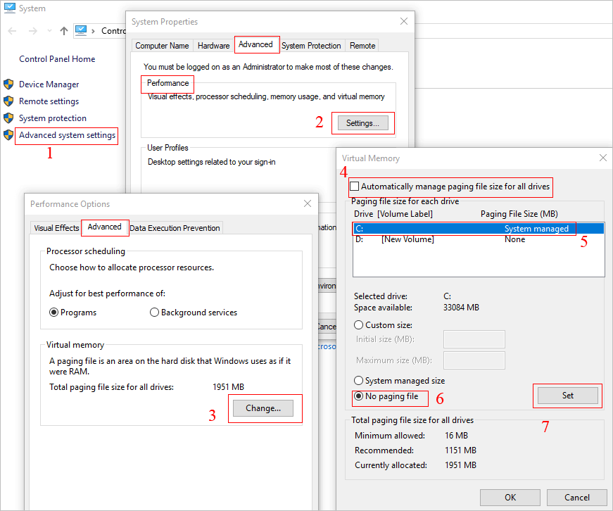 delete pagefile on c drive