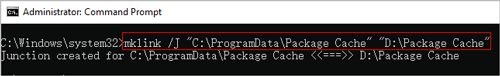 move package cache folder