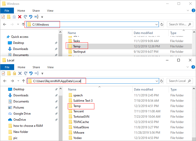 cab files in temp folder windows 7