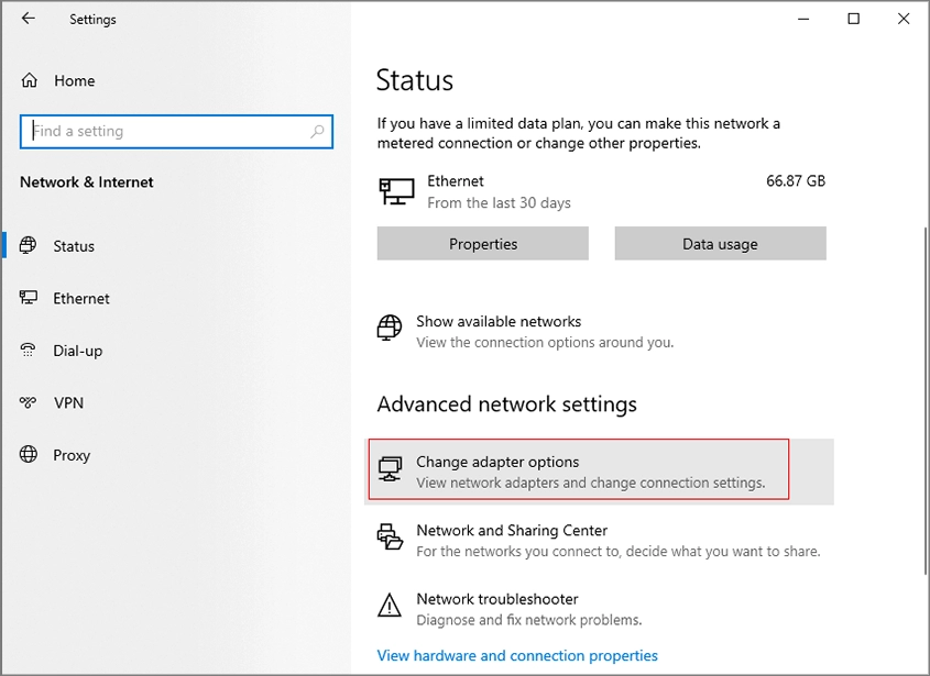 change adapter options