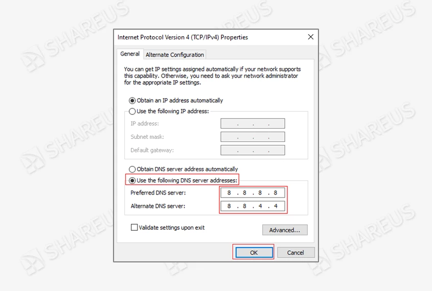 enter dns server