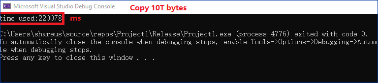 The time of DDR4 3200 used to copy 10T bytes