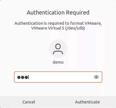 authentication required to format