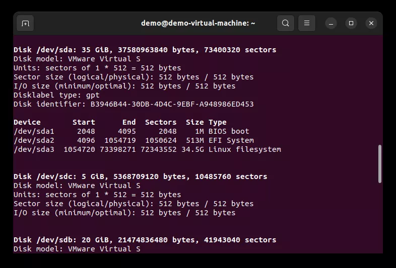 ubuntu cmd fdisk l dev sdx