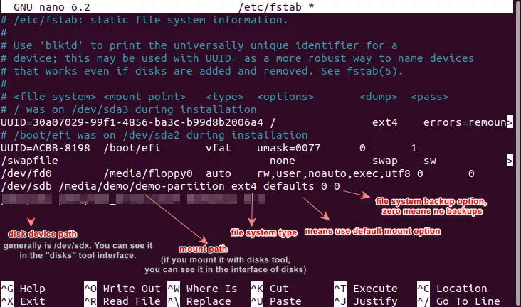 ubuntu cmd fstab file