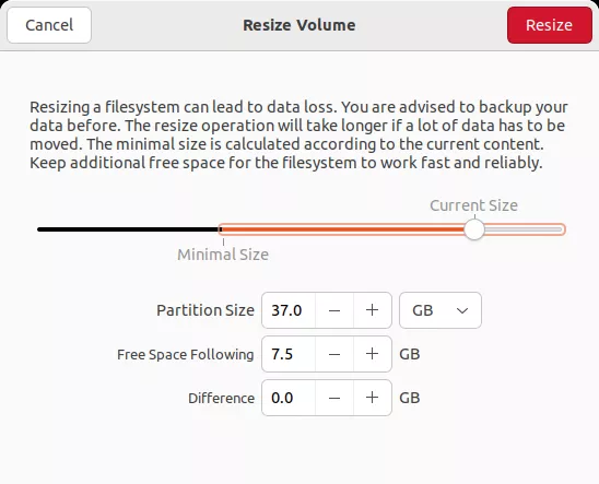 ubuntu expand current disk free space resize demo