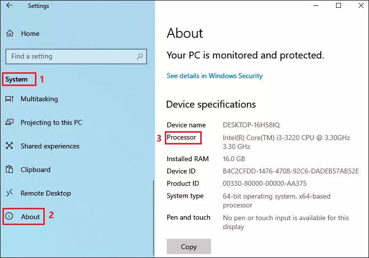 check cpu specification