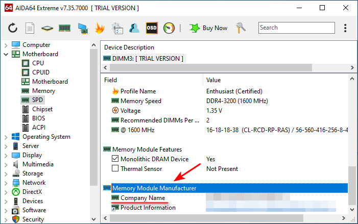 check ram brand in aida64 tool