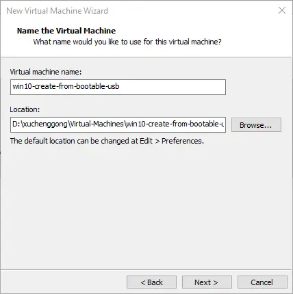 name the virtual machine