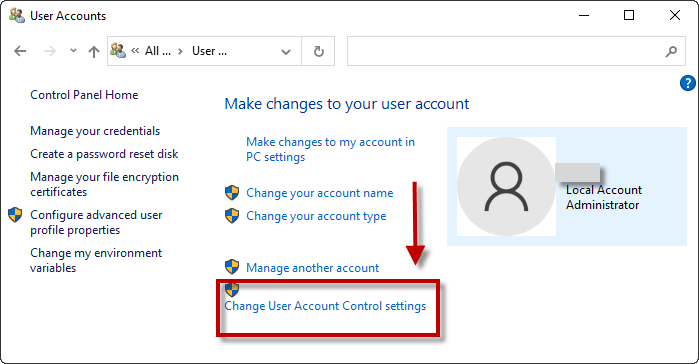 change user account control settings.