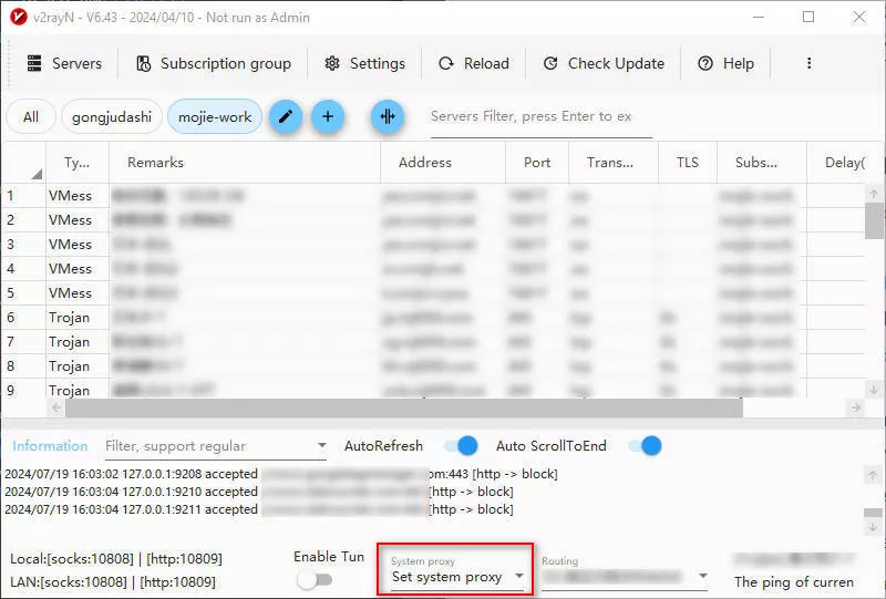 Set system proxy