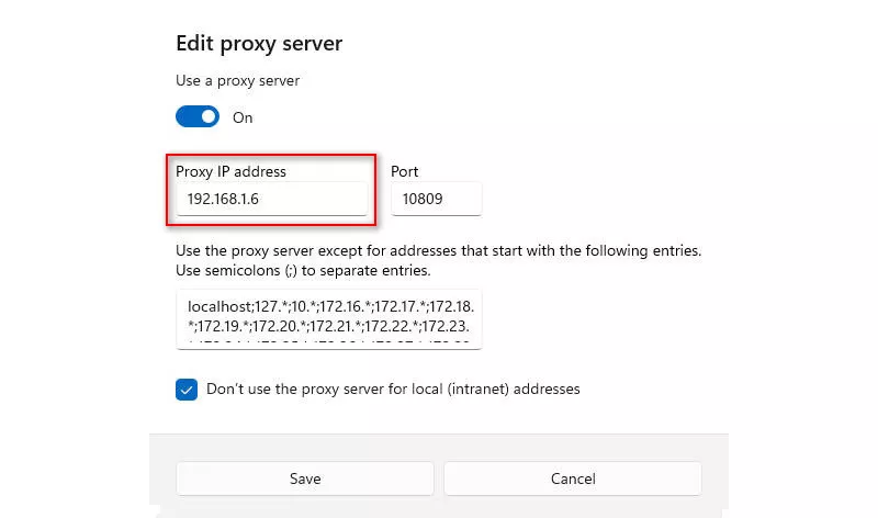 virtual machine proxy configuration Bridged