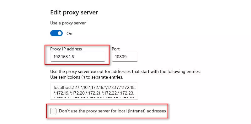 virtual machine proxy configuration NAT