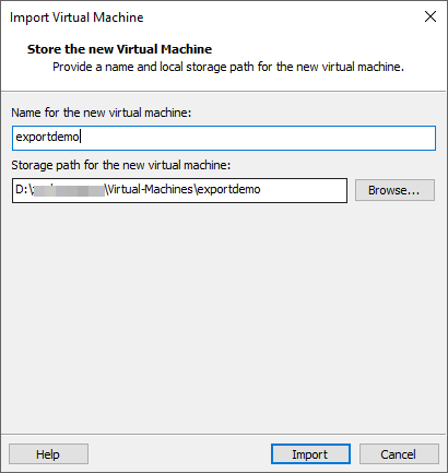 name for the new vm import