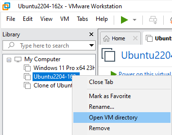 open vm directory