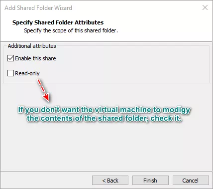 specify shared folder attributes