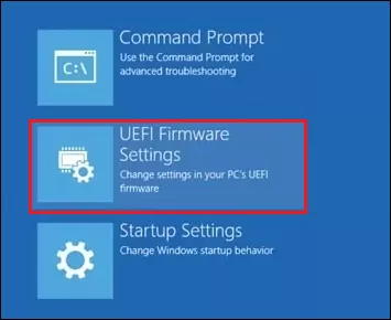 select uefi firmware settings