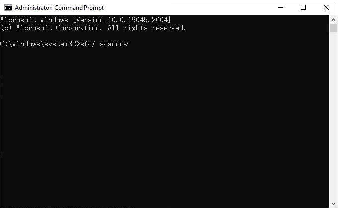 Type 'sfc/ scannow' in the Command Prompt