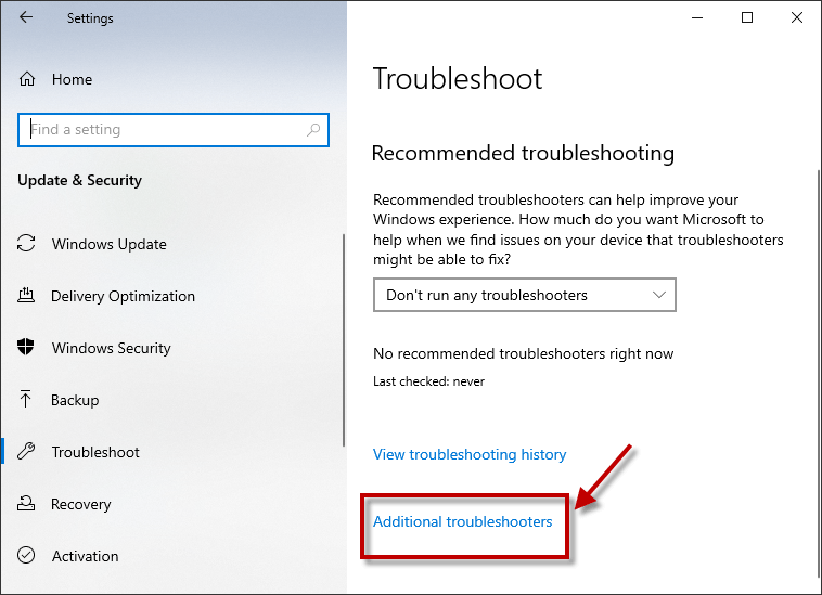 additional troubleshooters