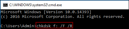 CHKDSK f: /F /R