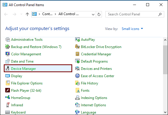 Device Manager in Control Panel