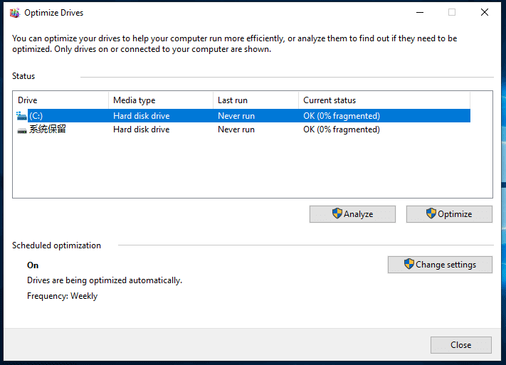 defragment and optimize drive