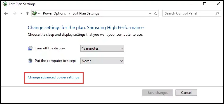 change advanced power settings