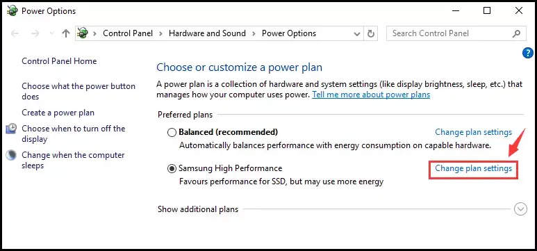 Change plan settings