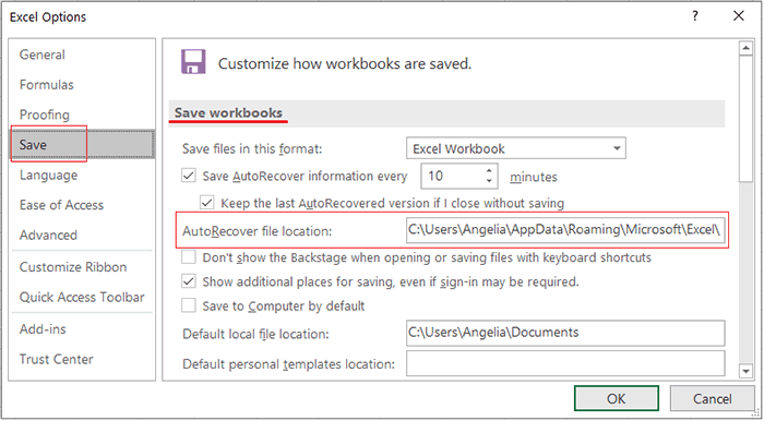 save workbook