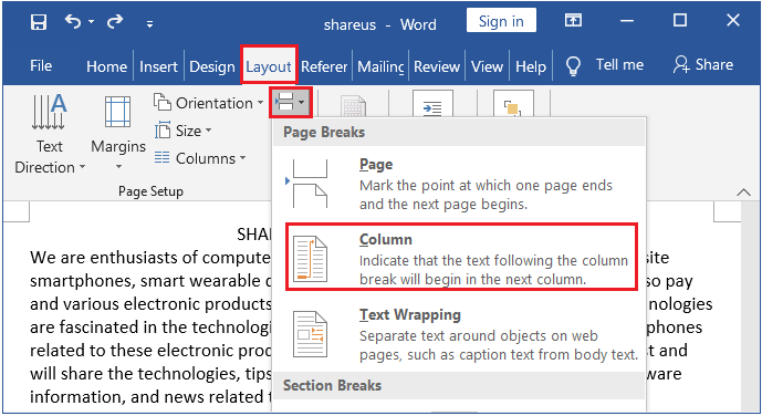 how-to-format-columns-in-word-2016