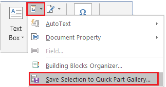 quick parts in word 2016