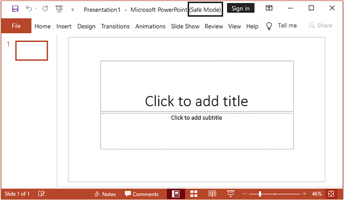 powerpoint in safe mode