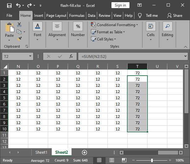 Copy formula with Ctrl + D