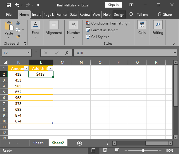 Add unit to the first data