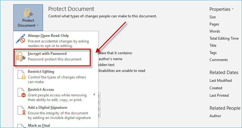 Hit Encrypt with Password