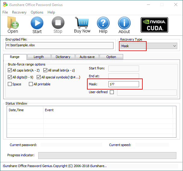 select mask mode to recover password