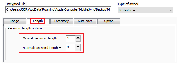 enter password length