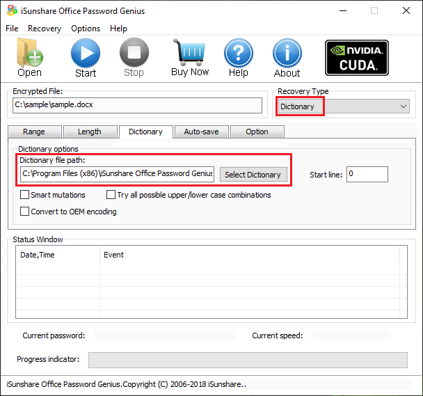 set recovery type as dictionary