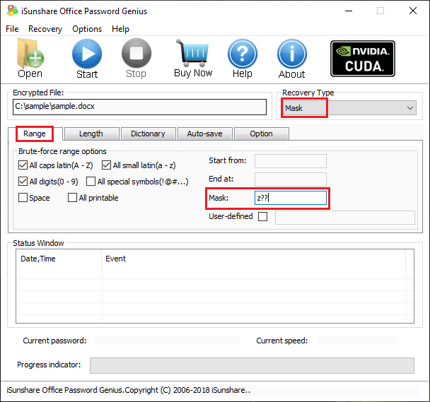 set recovery type as mask