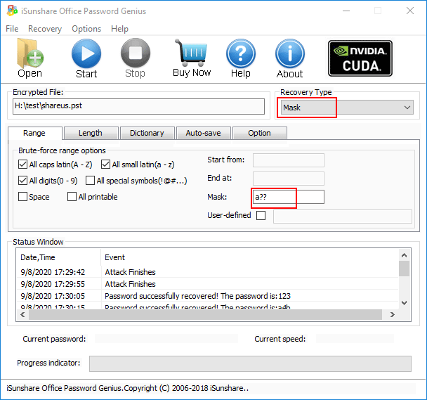 choose mask recovery type