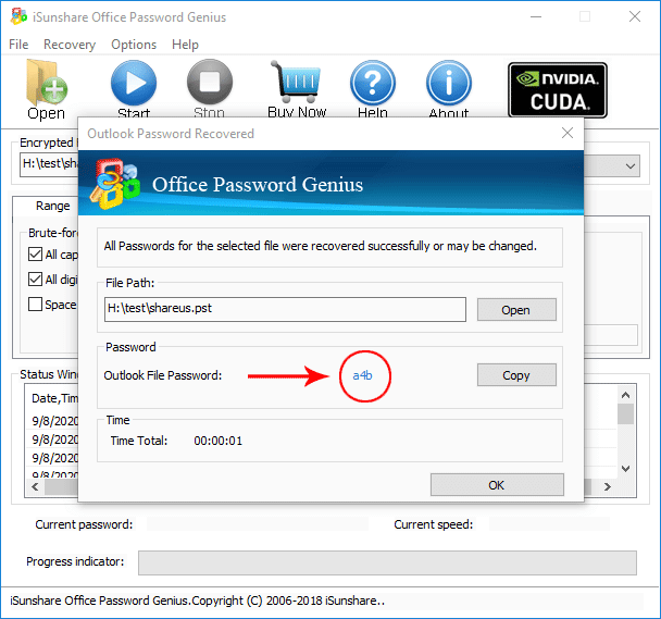 recover pst file password