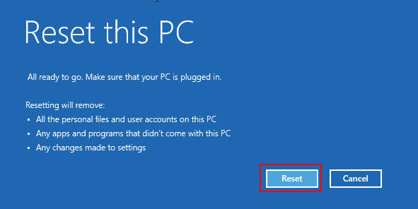 start resetting this pc