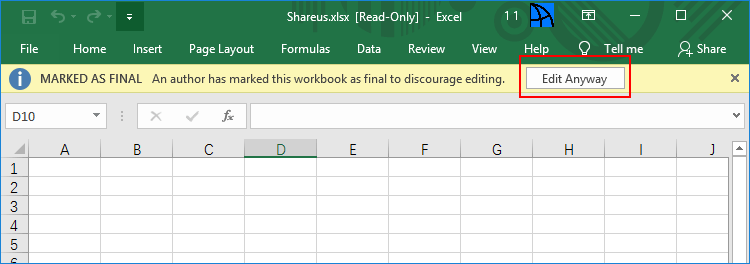 2016 excel file locked for editing how to unlock