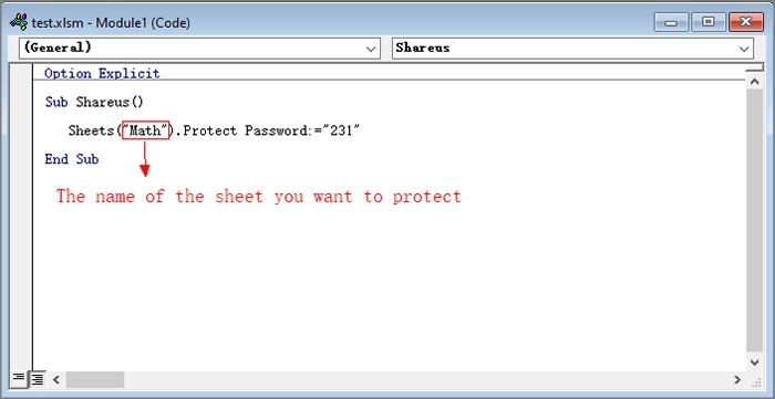 code for protecting a sheet