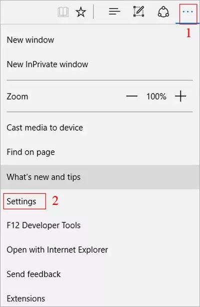 open edge options window