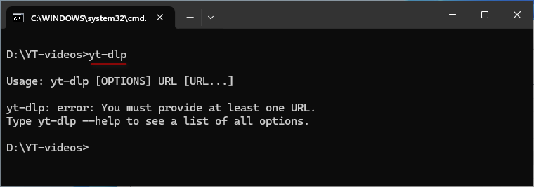 run yt-dlp command