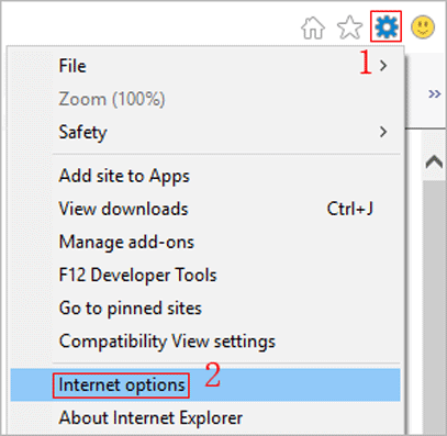 open options of internet explorer